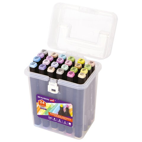 Маркеры для скетчинга двусторонние Brauberg Art Debut Black линия 1-6 мм 24 цвета 152128 , 